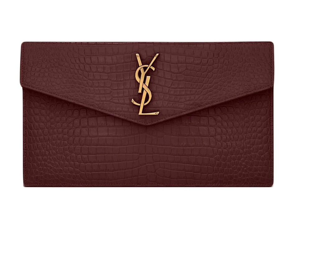 Saint Laurent Uptown clutch met krokodillenleer-reliëf