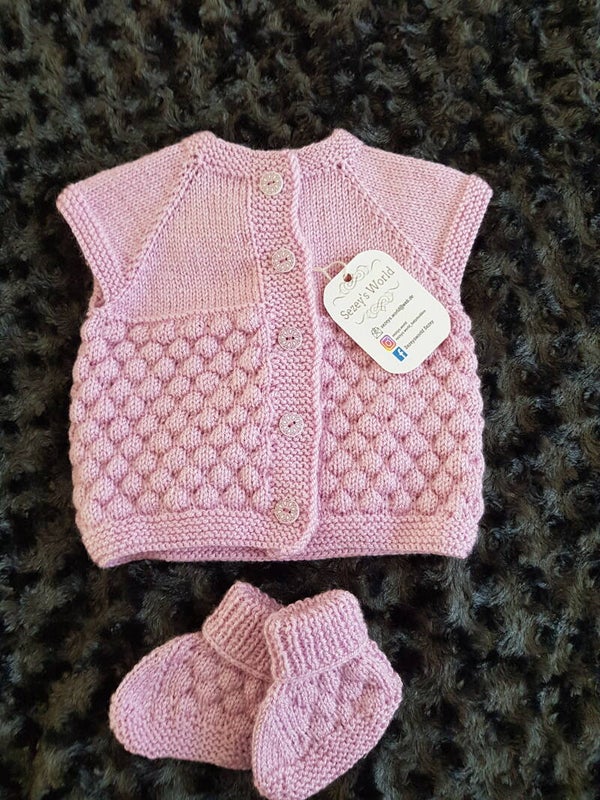 Baby Strickset 2teilig Strickweste und -söckchen Gr. 62/68