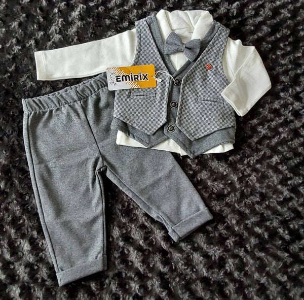 Anzug kariert grau 4teilig