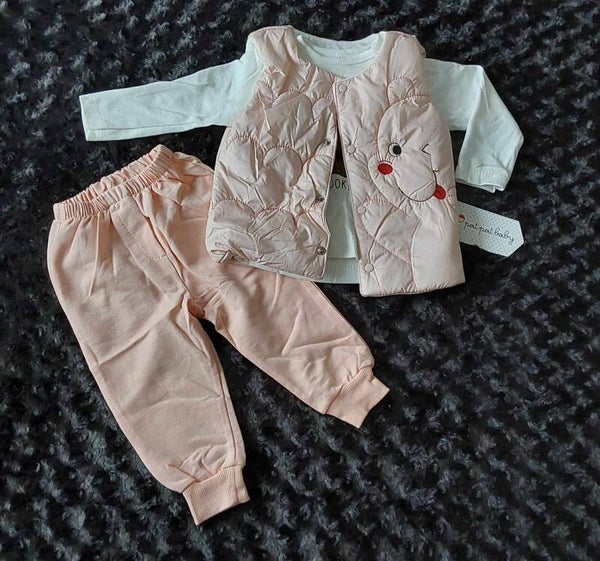 3teiliges Set mit Weste puder