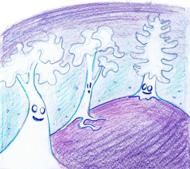 Illustration von Josi Saefkow für das Buch "Wer bist du? Spiritualität für Kinder und Erwachsene" von Sangila Vambanu. Buntstiftzeichnung