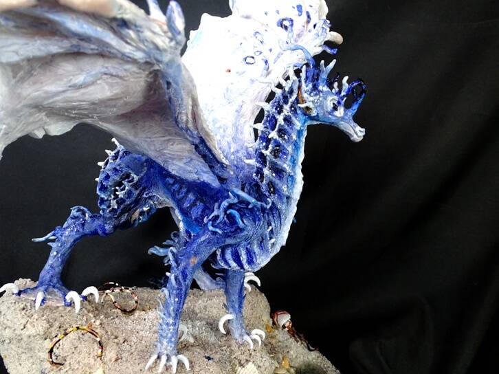 See-Engel, Josi Saefkow, Skulptur, Seepferdchen, Seepferdchendrache, seahorse, seahorse dragon, blue, waterdragon, polymer clay.