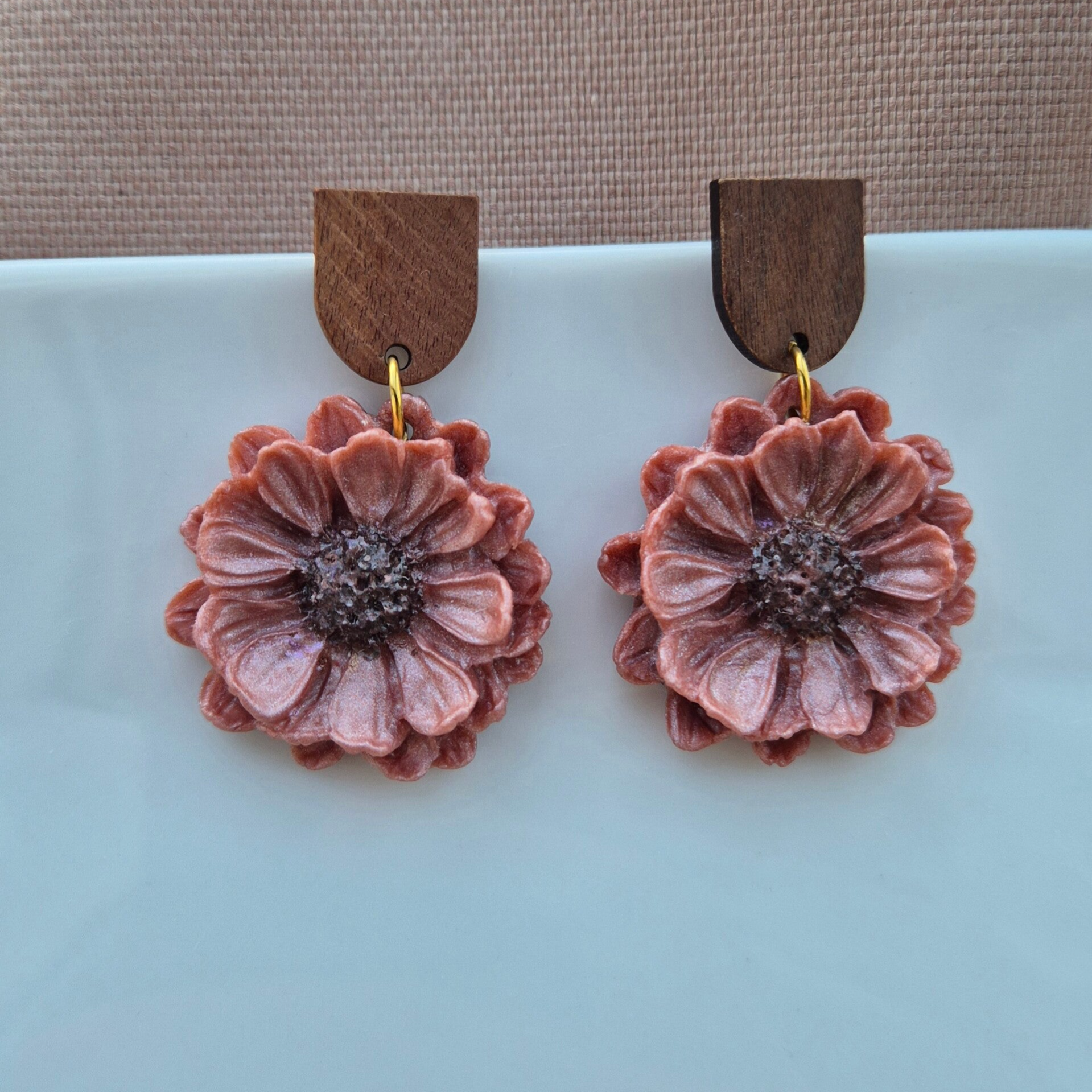 Oorbel Poppy | Oud roze parelmoer