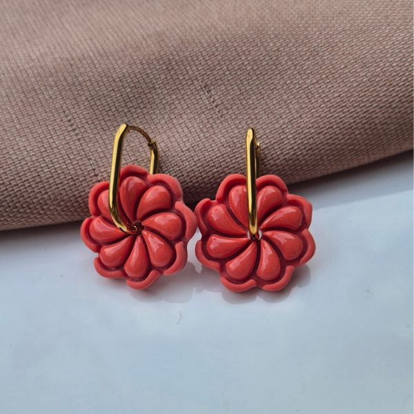 Fleur | oorring met hanger | Oranje
