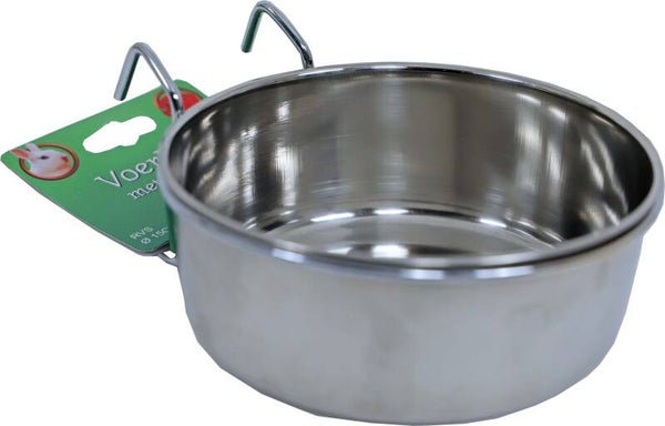 RVS voerbak met houder universeel, Ø 9,5 cm- 270 ml.