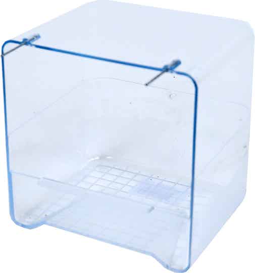 Badhuis transparant met metalen haakjes