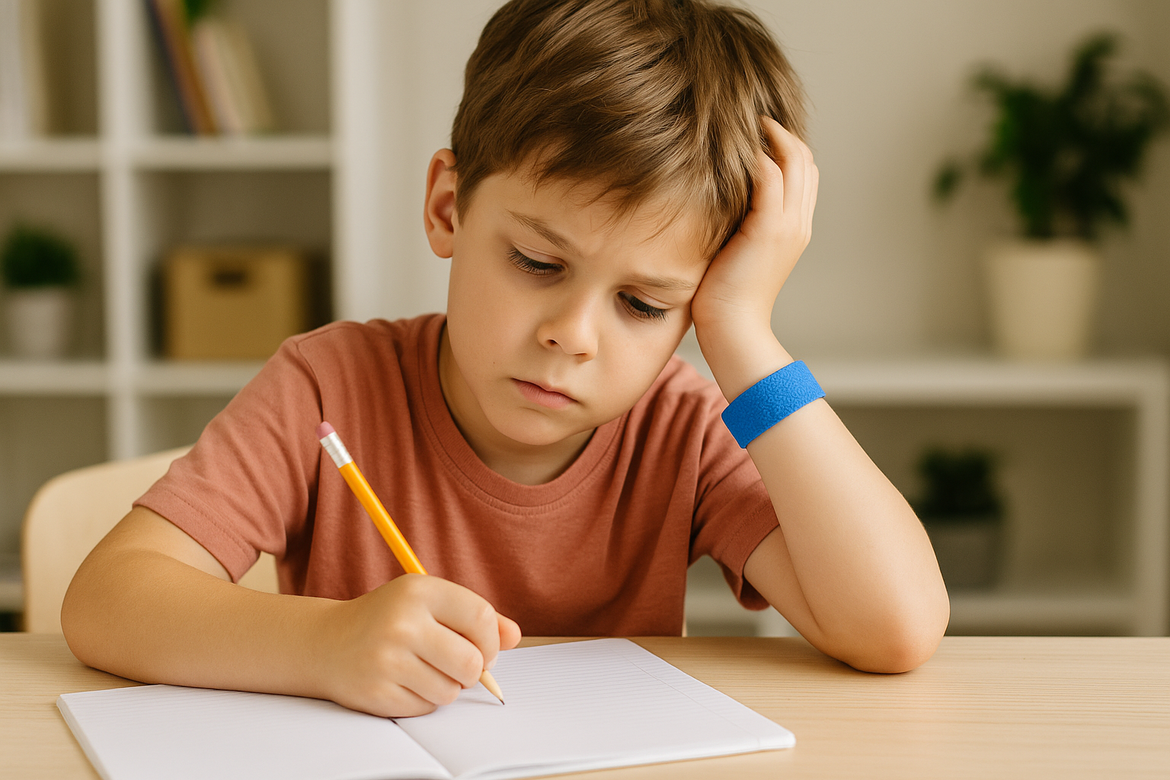 enfant tdah qui cherche à se concentrer pendant les devoirs