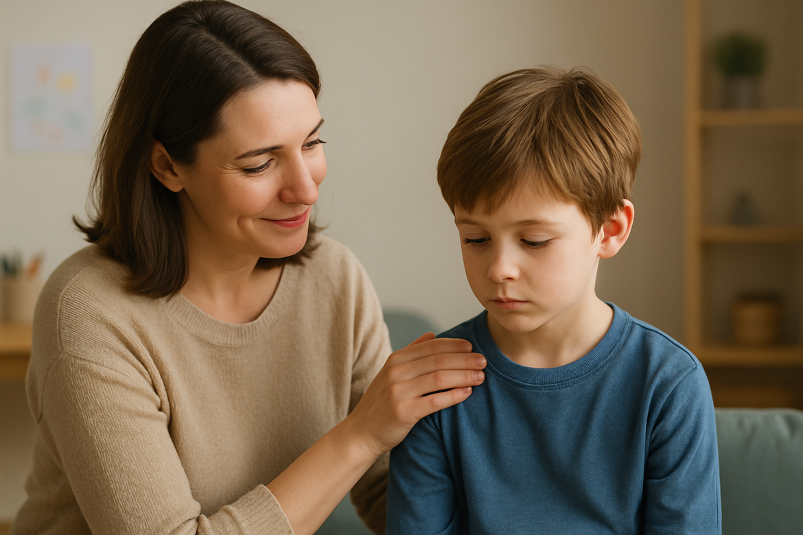 maman qui rassure son enfant TDAH
