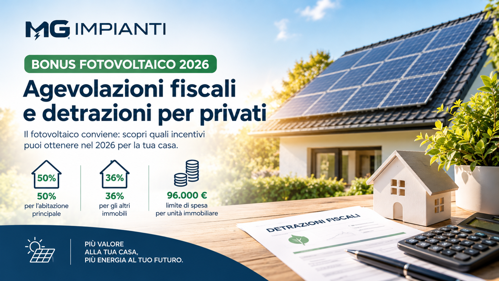 Bonus fotovoltaico 2026 e 2027: pannelli solari e agevolazioni fiscali per la casa – MG Impianti