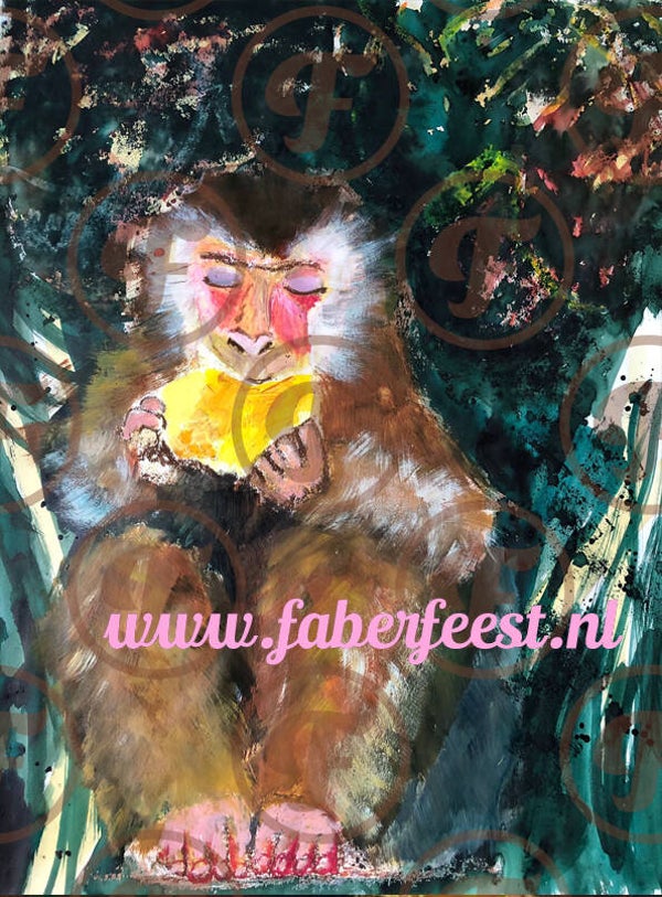 Japanse makaak met mangopit