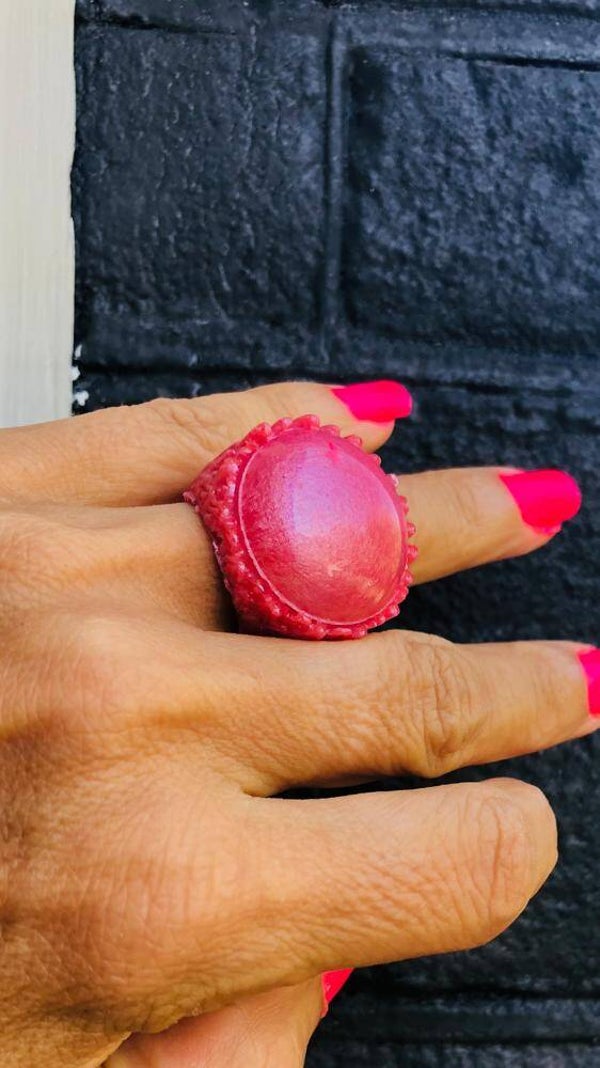 Ring dragon pearly pink