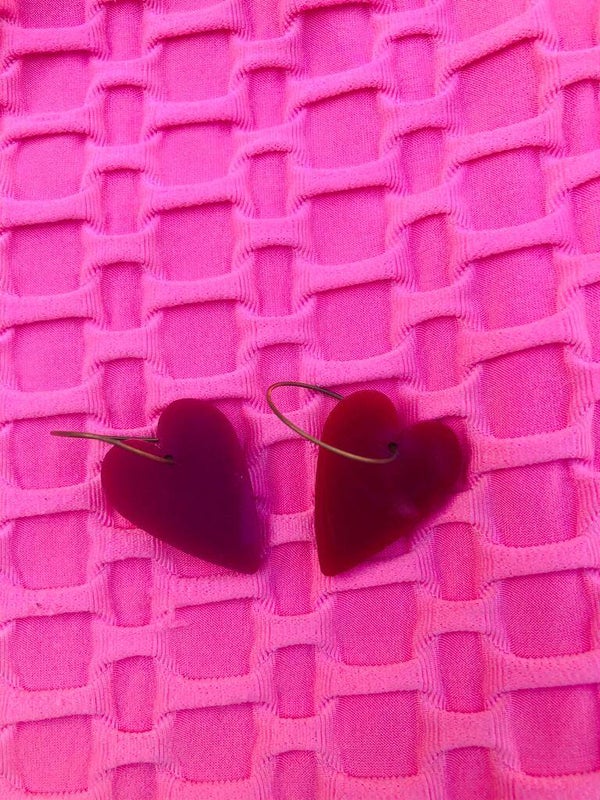 Hartjes oorbellen raspberry