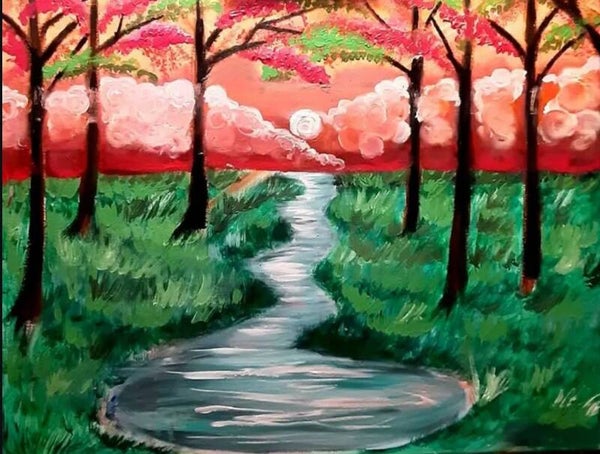 The pink Blossom Stream Painting