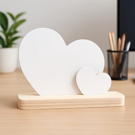 Houten hartjes in standaard