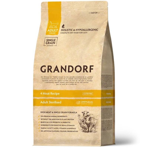 Grandorf kat (gesteriliseerd) 4 vlees met probiotica