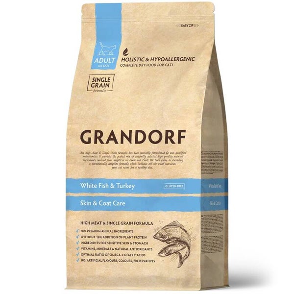 Grandorf kat adult Witte vis en Kalkoen