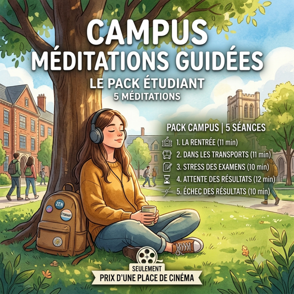 pack campus étudiant: 5 méditations guidée (54 minutes) pour le prix d'une place de cinéma! 🎬