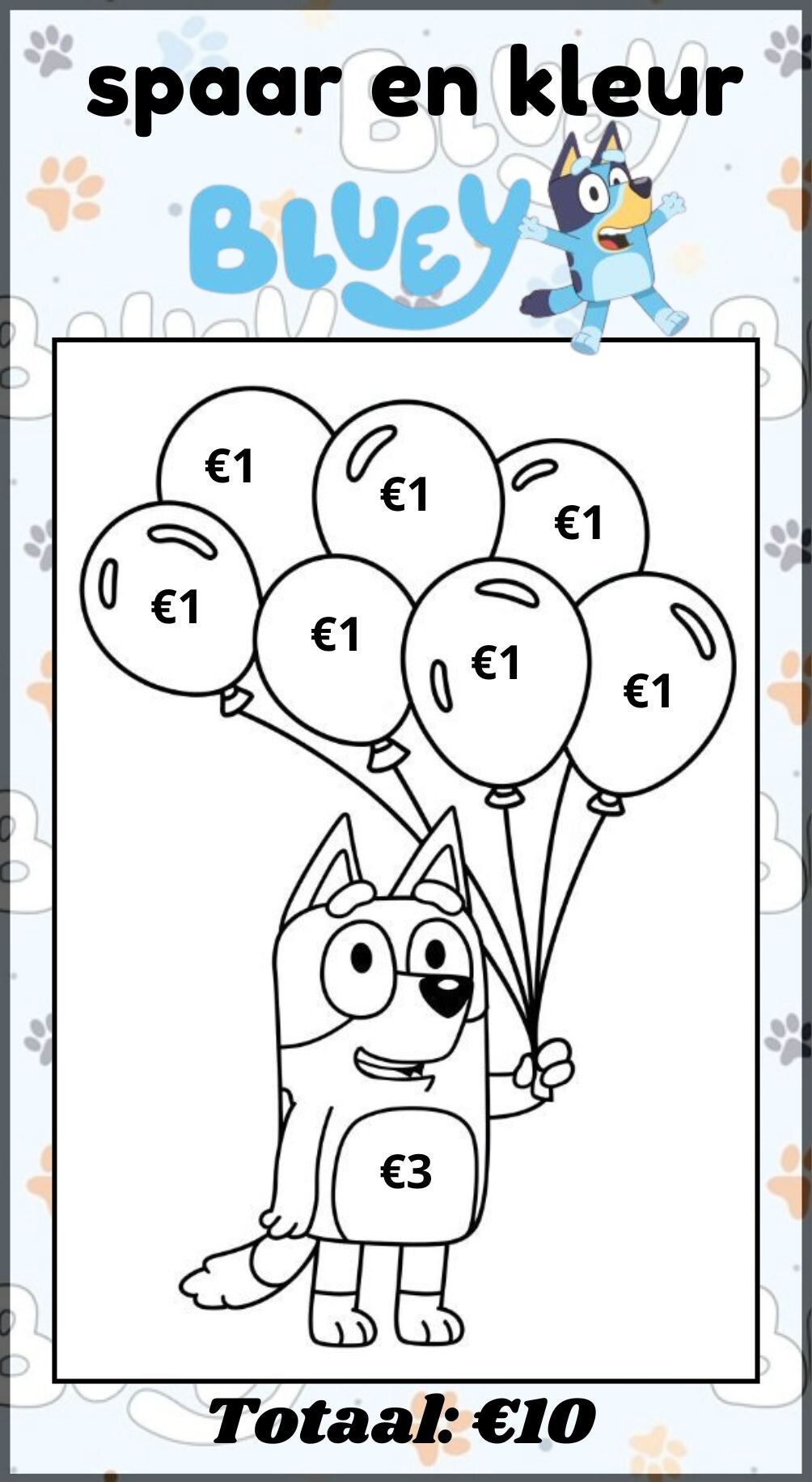 Bluey Kleur en Spaar Challenge