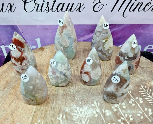 Forme libre Agate fleur verte