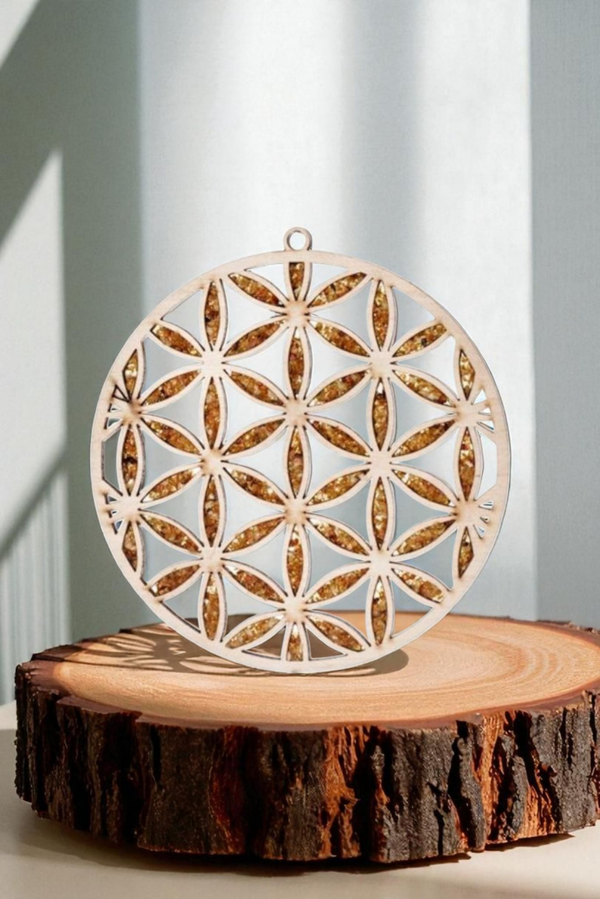 Plaque en Ambre fleur de vie