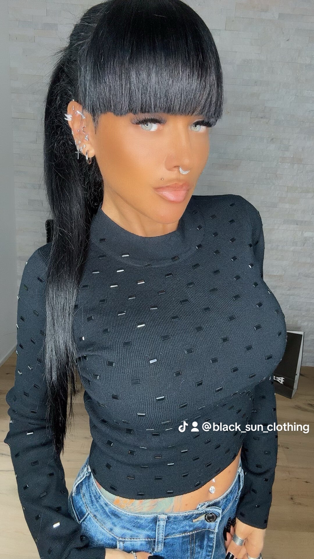 LUPETTO CROP GIOIELLO nero