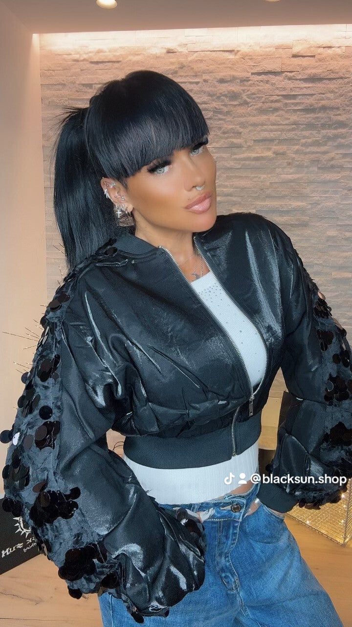 BOLERO CROP PAILETTES nero