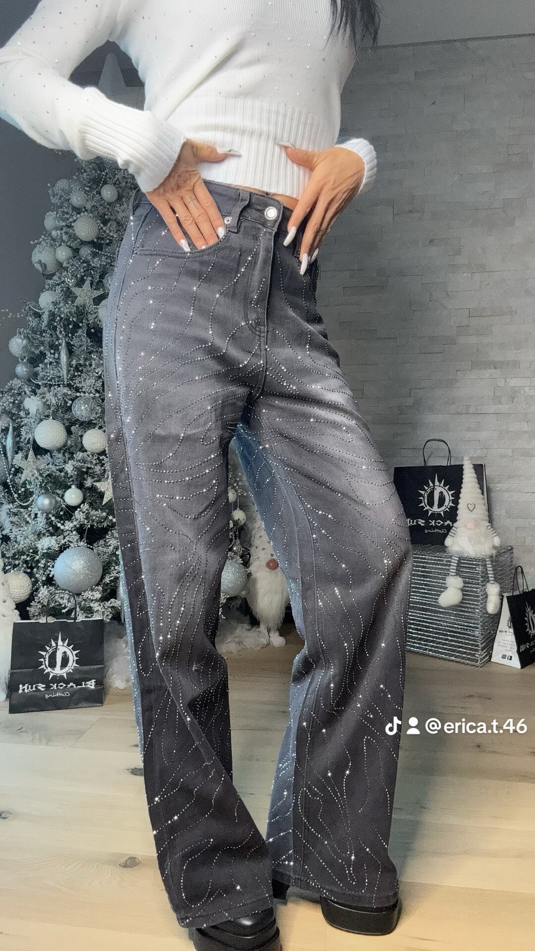 JEANS DESIGN DIAMANTATO grigio