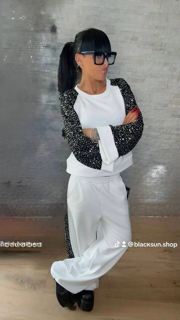 COORDINATO TUTA bianco paillettes