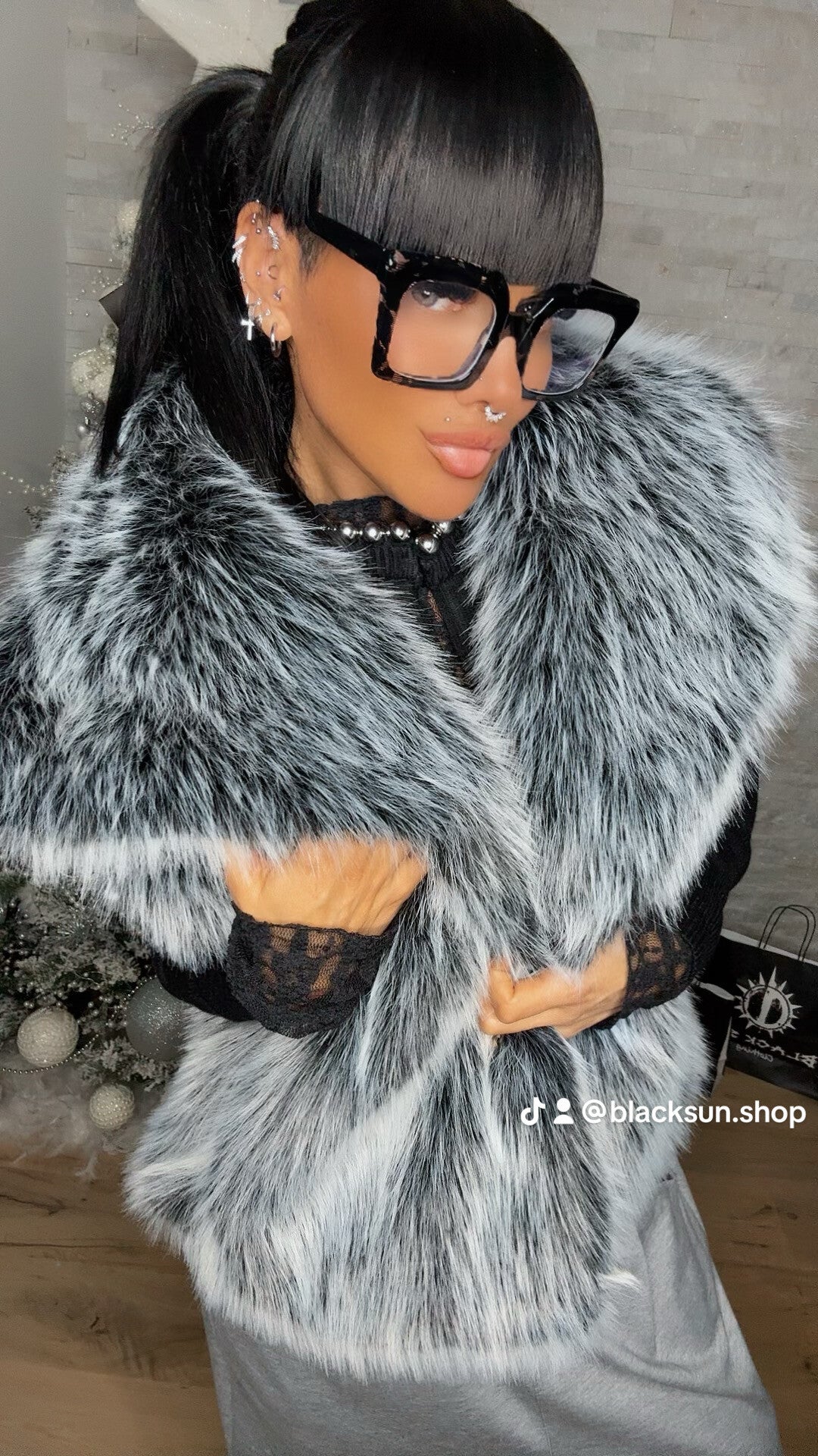 GILET PELLICCIA eco  argento