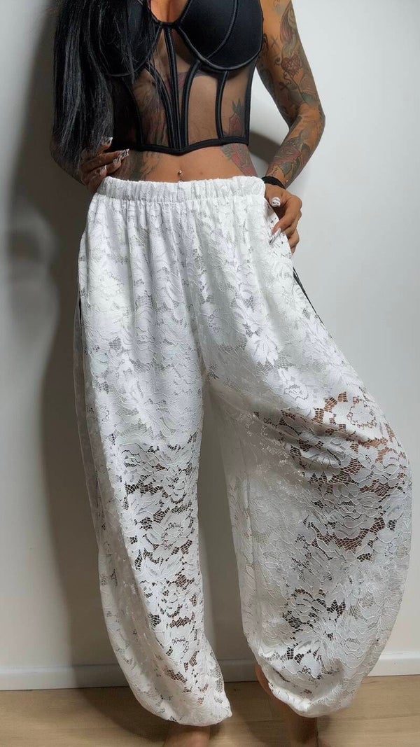 PANTALONE PIZZO bianco
