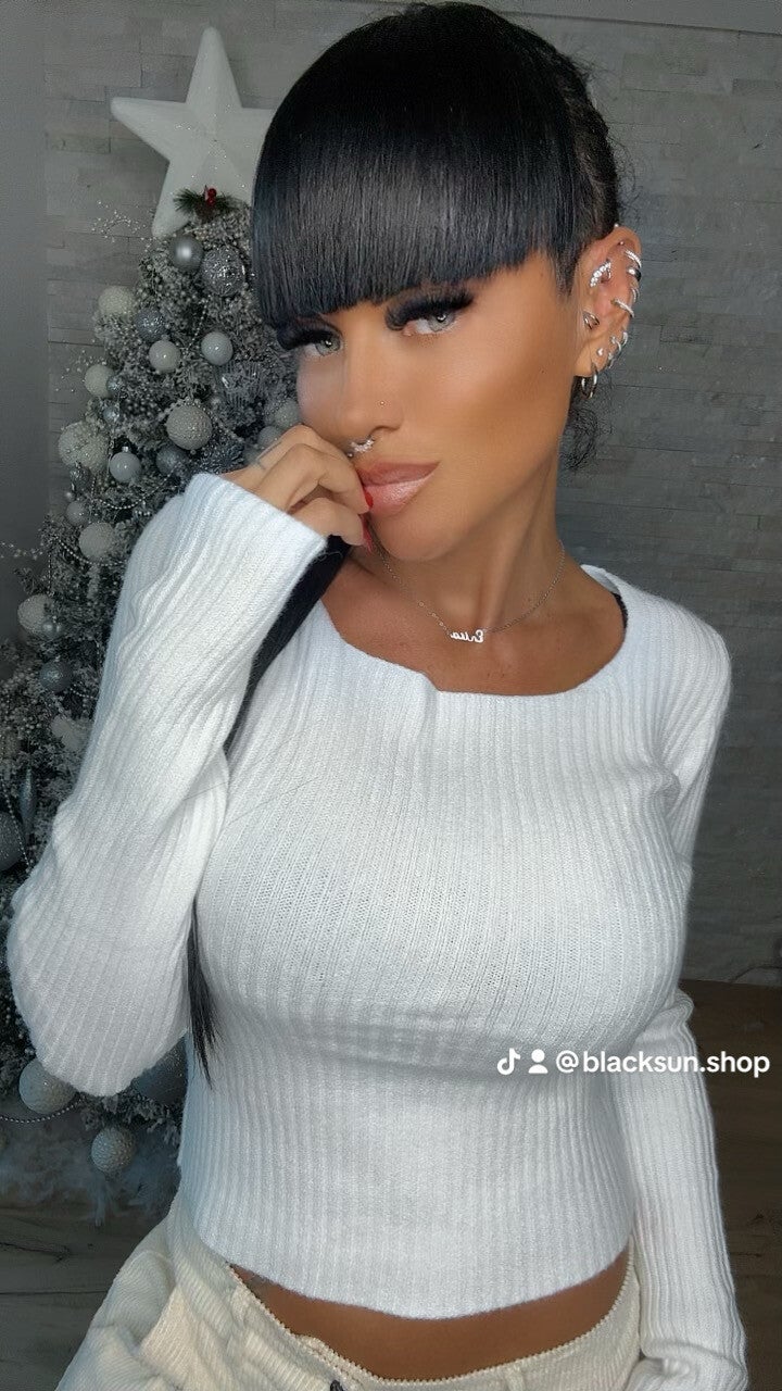 MAGLIONCINO CROP COSTINA bianco