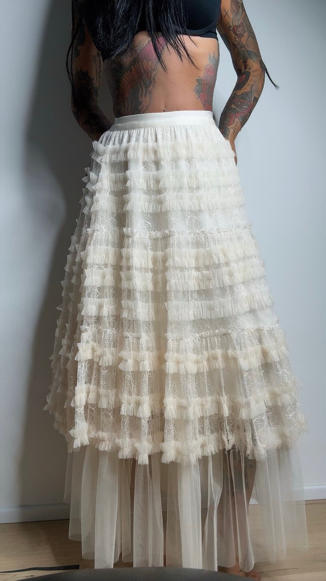 GONNA LONG TULLE  crème