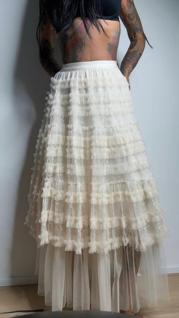 GONNA LONG TULLE  crème