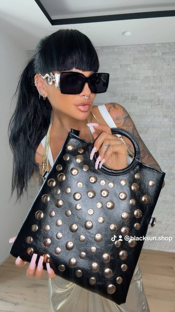 BORSA BORCHIE GOLD Nero
