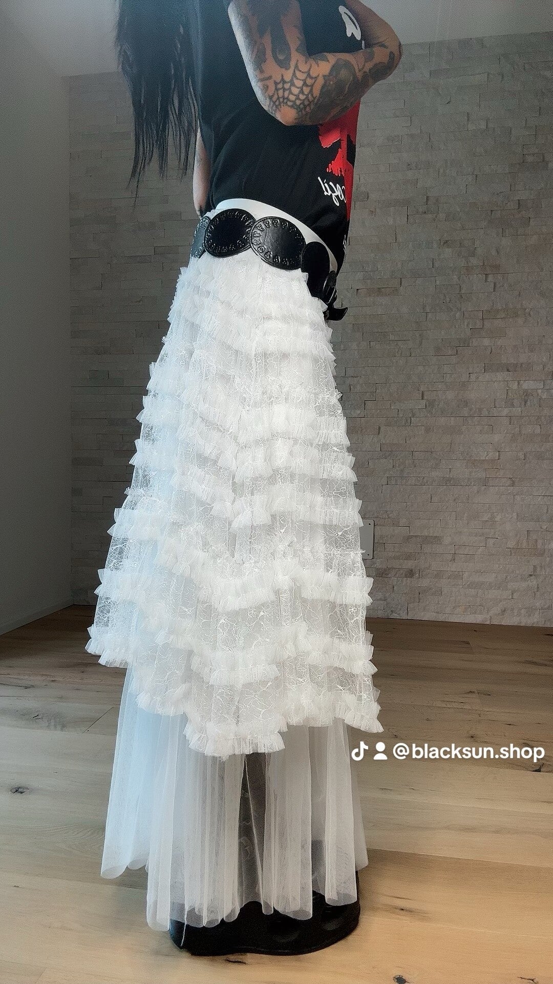 GONNA LONG TULLE bianco