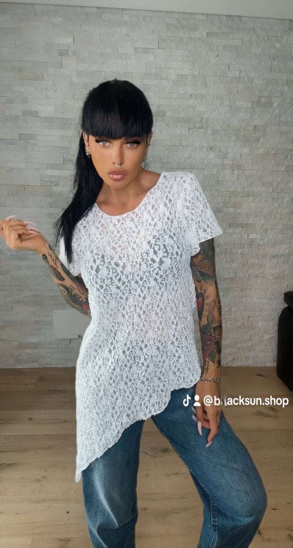 T-SHIRT PIZZO PUNTA bianco