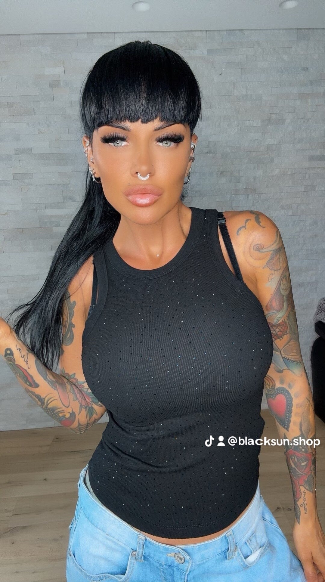 TOP STRASS nero