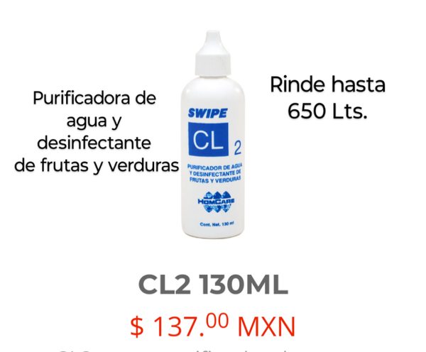 CL2 (purificador de agua y desinfectante de frutas y verduras)
