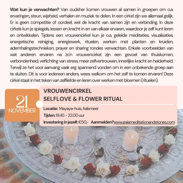 Vrouwencirkel 'Selflove & flower rituals' | Donderdag 21 november | Live @Mayaya