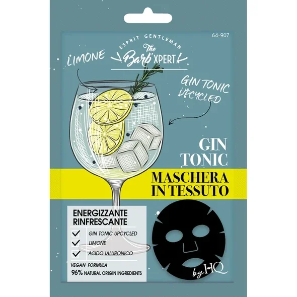 THE BARB'XPERT by HQ MASCHERA VISO IN TESSUTO GIN TONIC ENERGIZZANTE E RINFRESCANTE 1 PEZZO