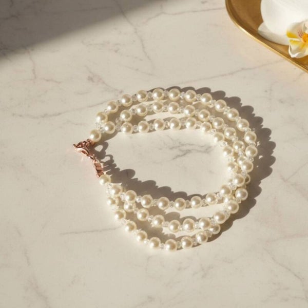 Champagne Pearl Bracelet with Rose Gold Clasp | Pearl Embrace