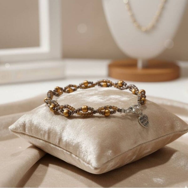 Golden Brown Glass Bead Bracelet – Altair