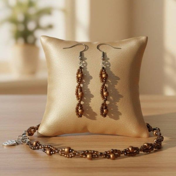 Altair – Gold-Brown Handmade Drop Earrings