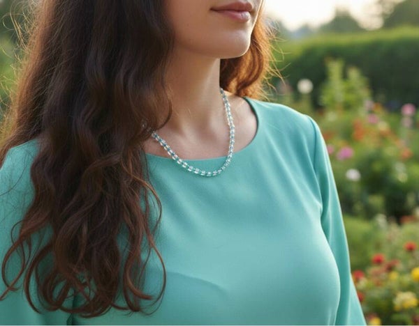 Aqua – Delicate Glass Bead Necklace in Turquoise & Clear from the Crystal Harmony Collection
