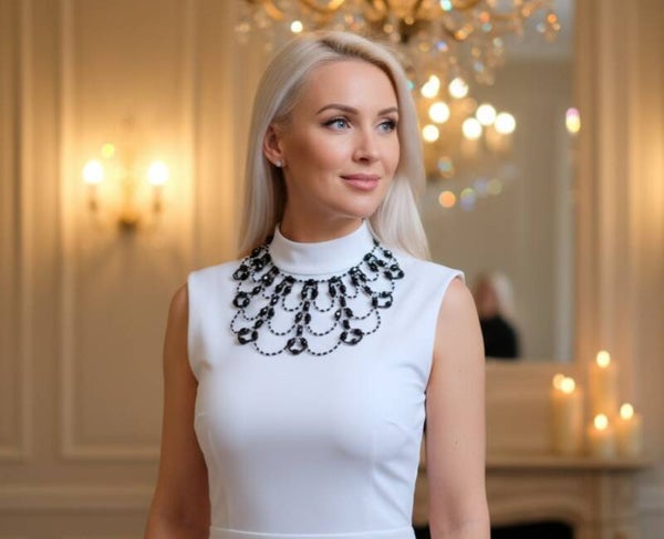 Black Royal – Elegant Necklace with Black and Clear Glass Beads