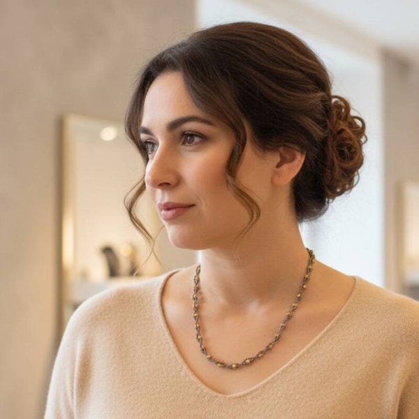 Altair – Handmade Gold-Brown Glass Bead Necklace Inspired by the Star of Courage