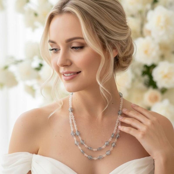 Crystal Sky – Ice Blue Glass Necklace