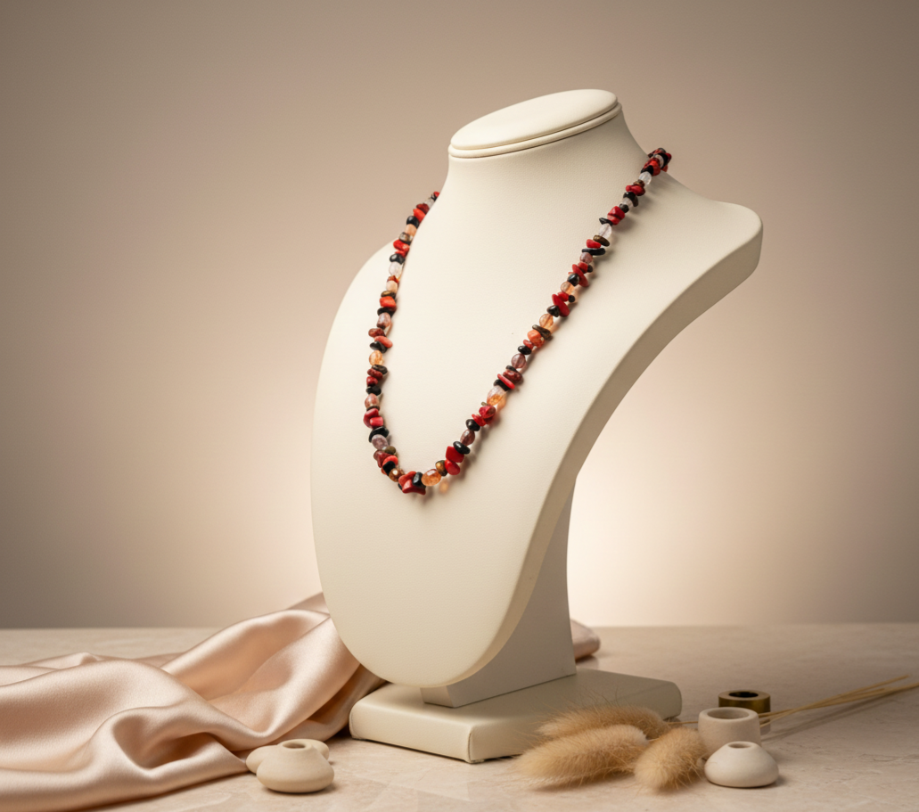 Unisex Gemstone Necklace for Grounding & Protection – Silent Ember