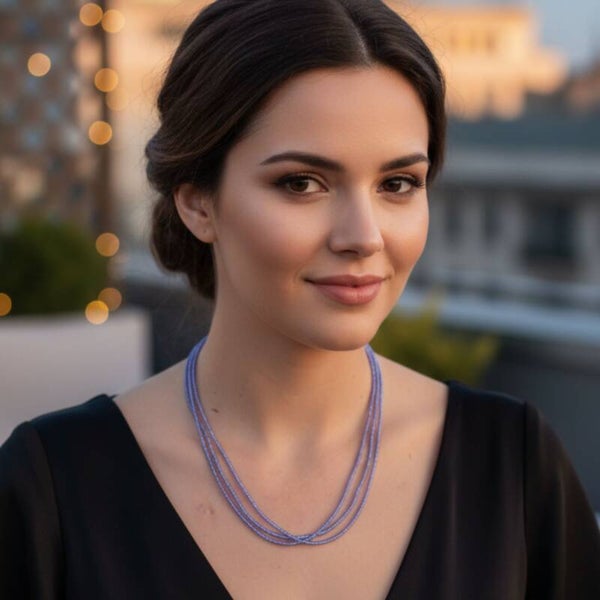 Lavender Haze – Multi-Strand Glass Bead Necklace