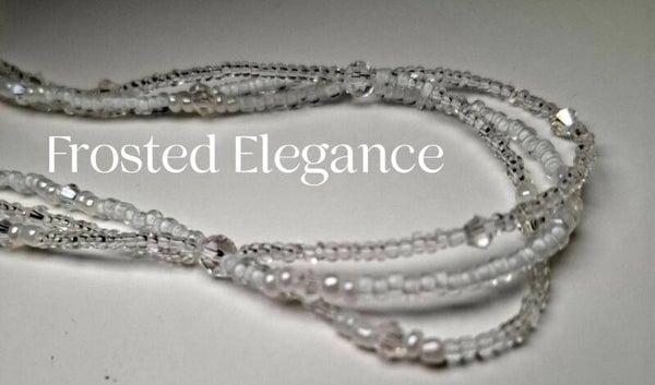 ✨ Frosted Elegance – Three-Strand Bridal Necklace with Glass Beads ✨